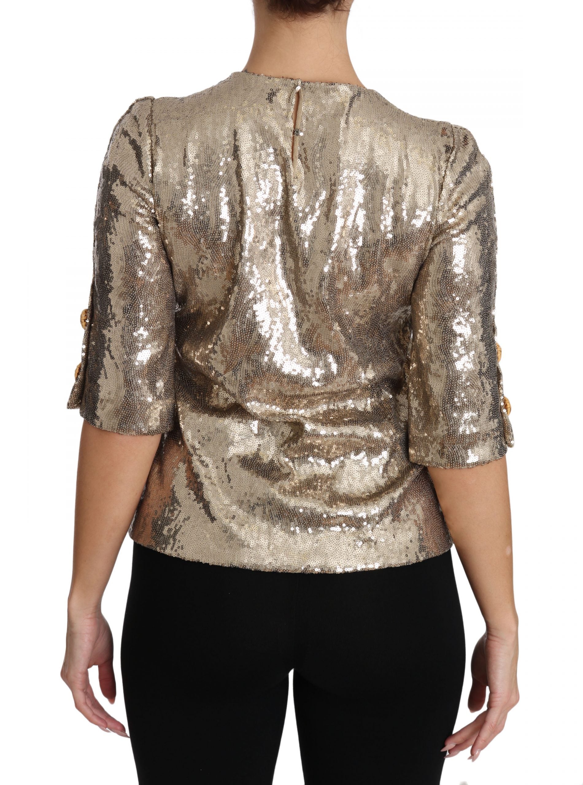 Sequined Parrot and Crystal Blouse — Gold