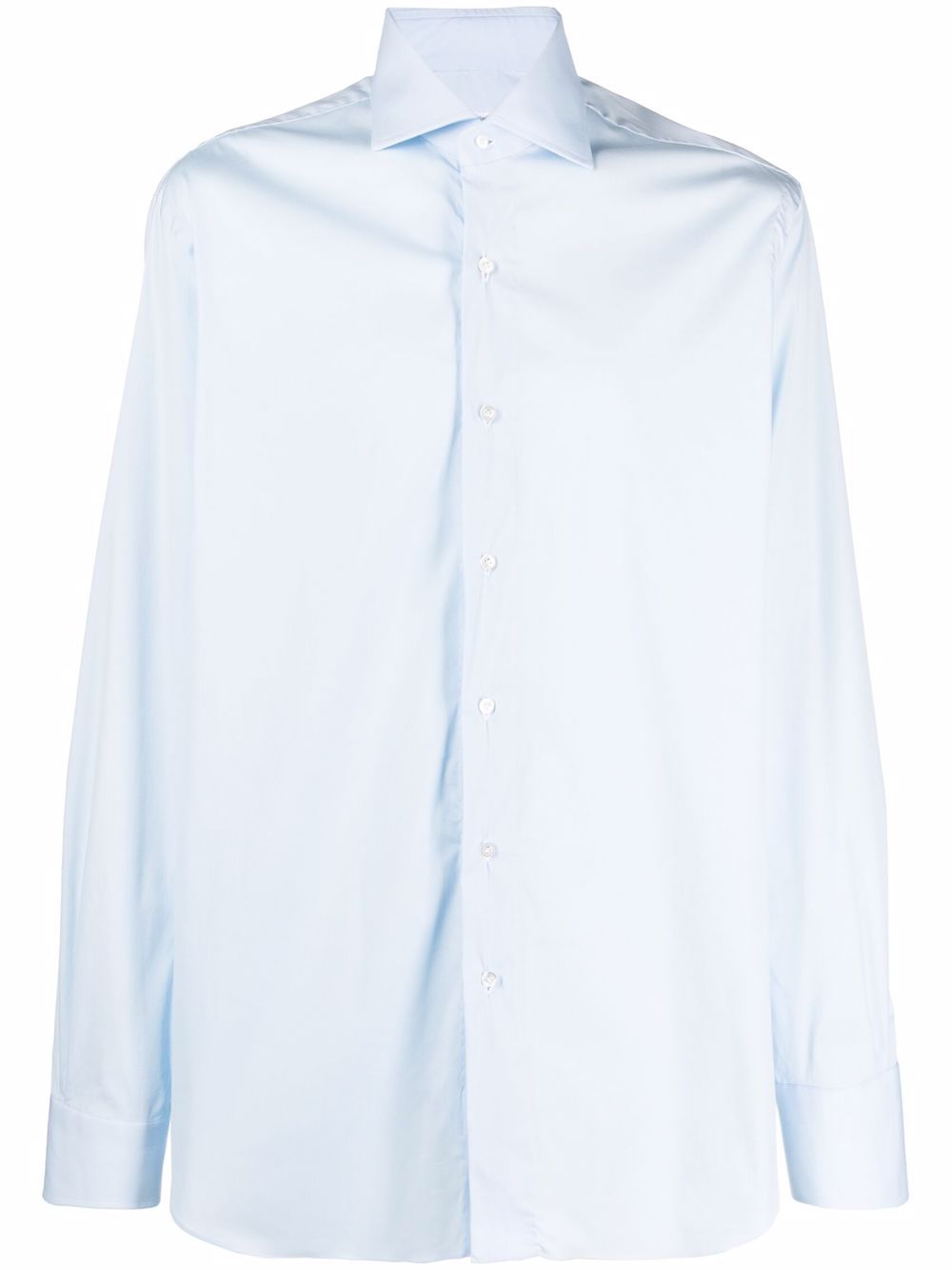 French collar long-sleeve cotton shirt - Blue