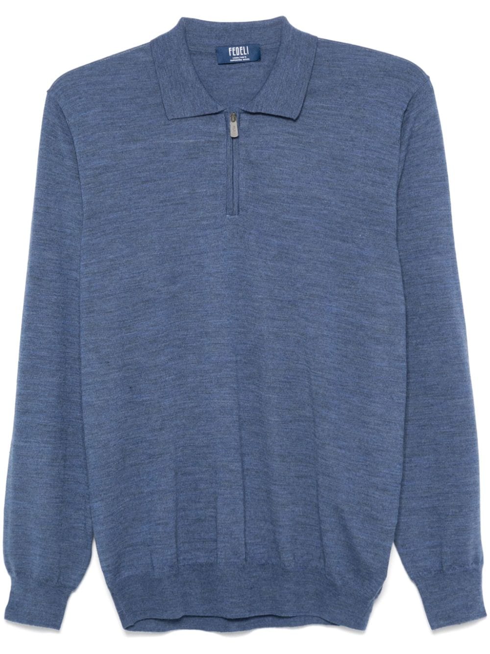 Virgin Wool Fine-Knit Polo — Blue