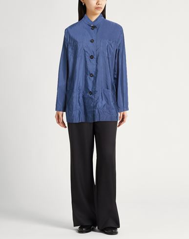 Woman Shirt Slate blue Size L Cotton, Silk