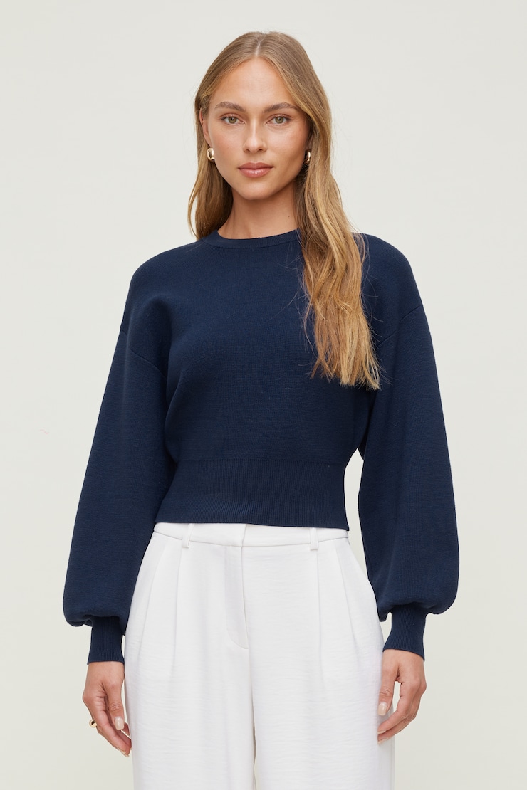 Bea Crewneck Sweater - Blue - Women Clothing