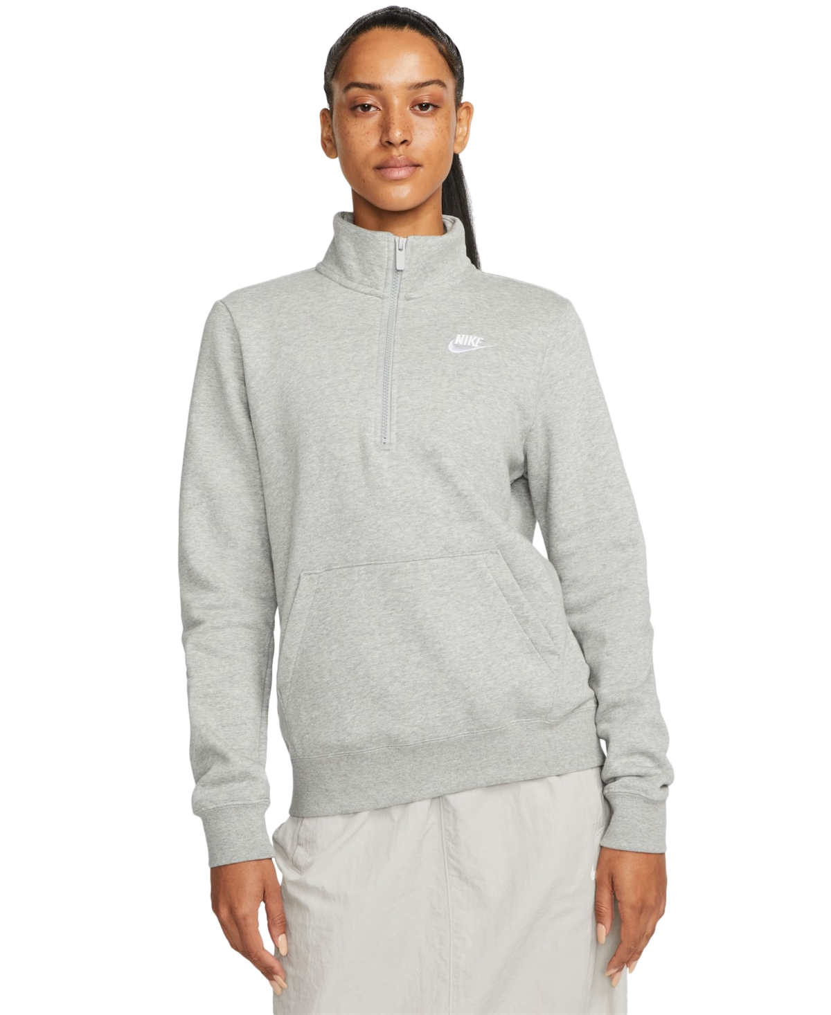 Women's Sportswear Club Fleece 1/2-Zip Sweatshirt - Dark Grey Heather/white