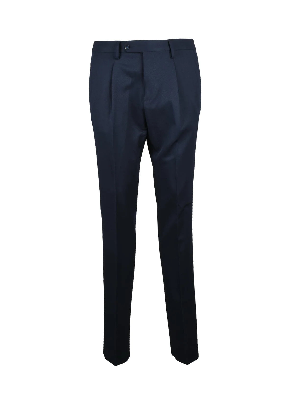 Tailored Blue Stretch Trousers with Flat Front Design
