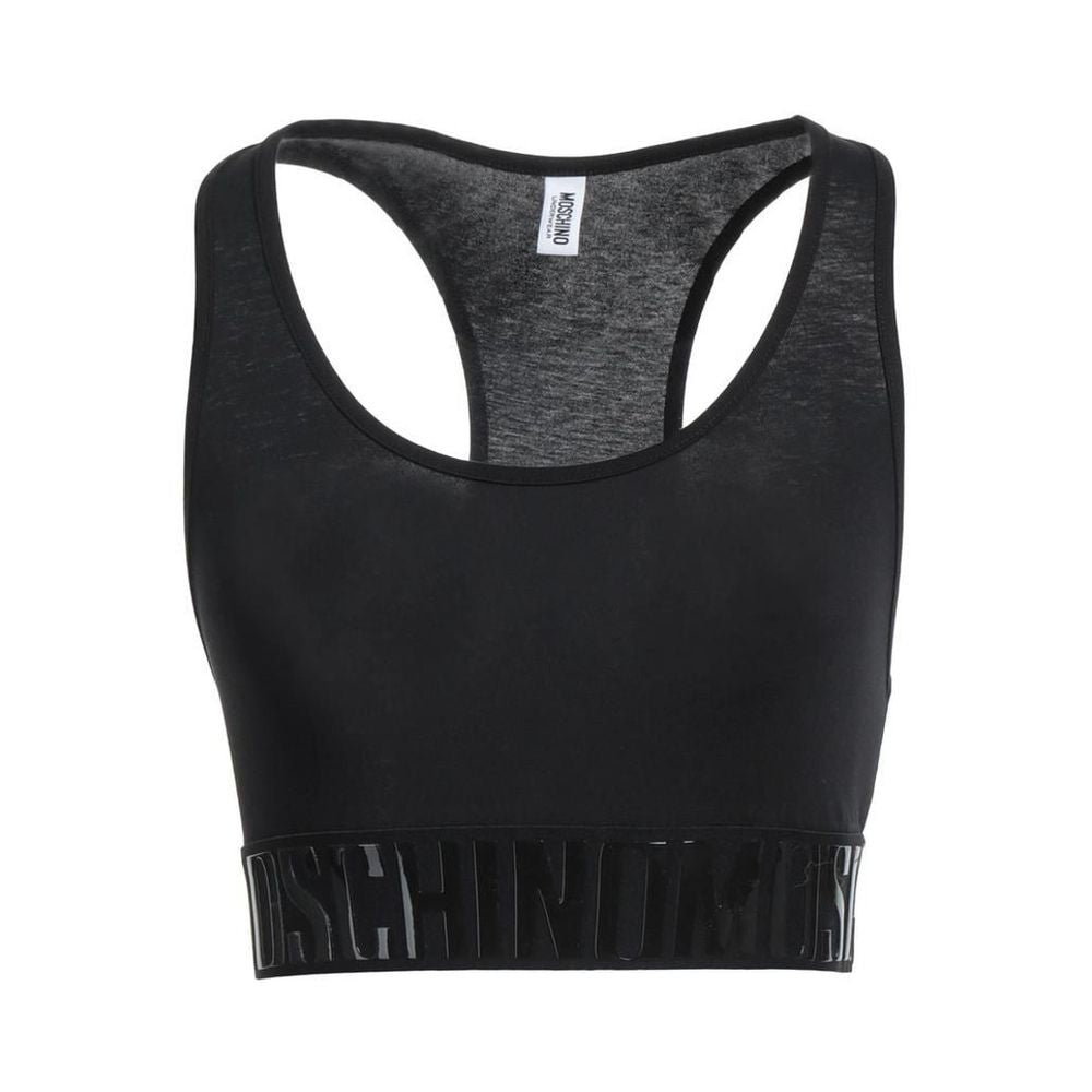 Cotton Racerback Sports Bra — Black