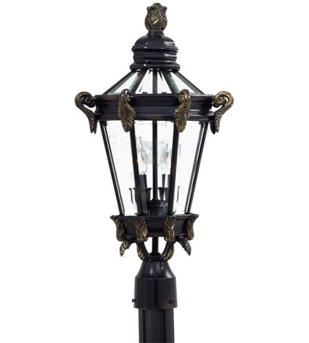 Stratford Hall 2-Light 24" Outdoor Post Light in Heritage with Gold Highlight
