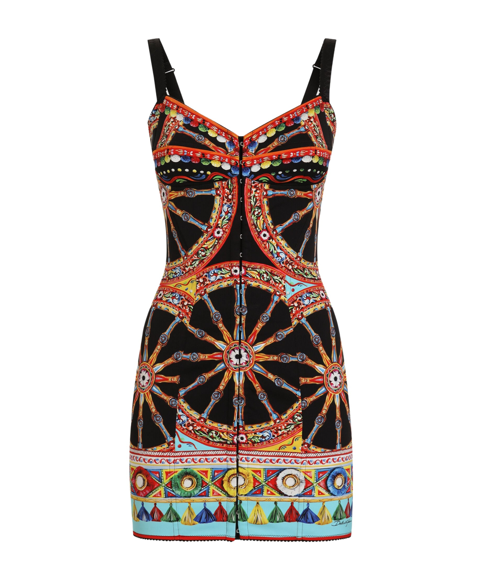 Carretto-print short Charmeuse dress