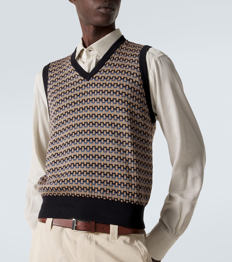 Cotton jacquard sweater vest