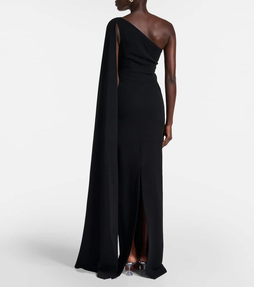 Embellished one-shoulder cady gown