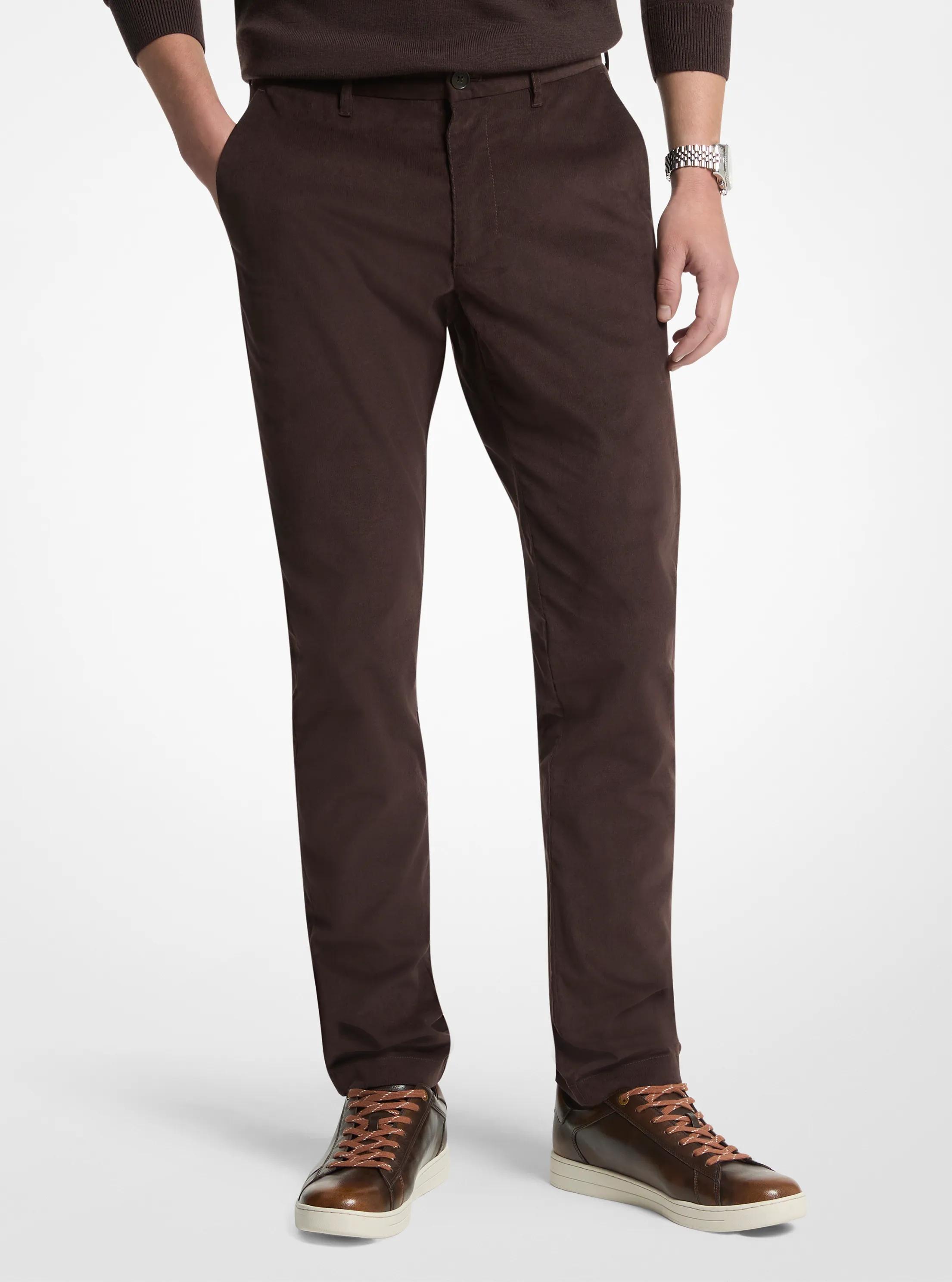 Michael Kors Slim-Fit Cotton Blend Corduroy Pants in Brown - size 36x30 by