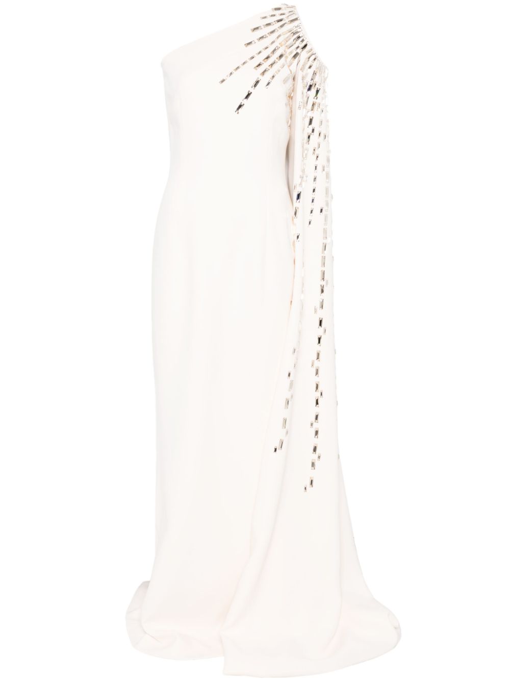 Crystal-embellished crepe dress - White