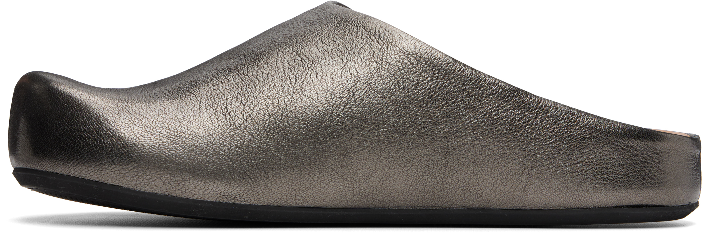 Gunmetal Fussbett Sabot Slip-on Loafers
