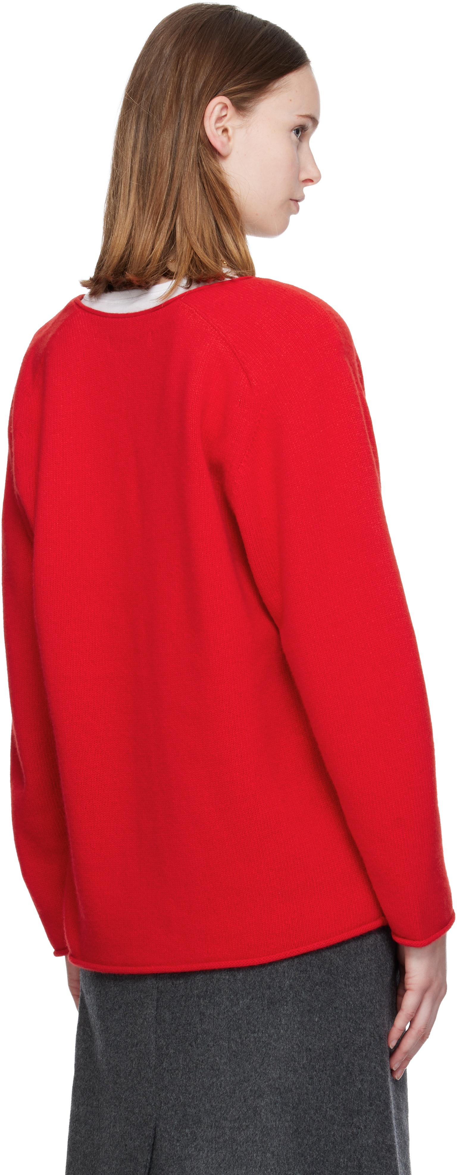 Red Cerin Deep V-Neck Sweater