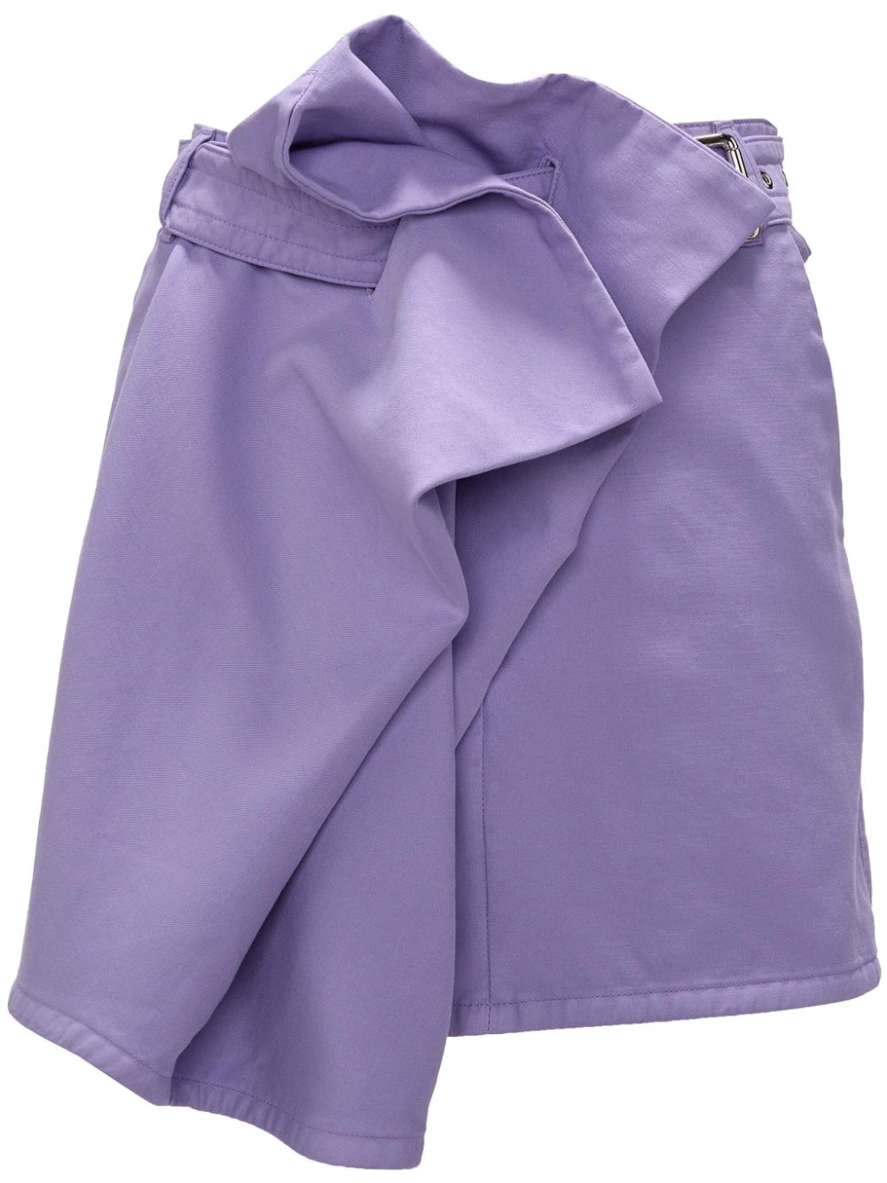 Asymmetric draped cotton mini skirt - Purple
