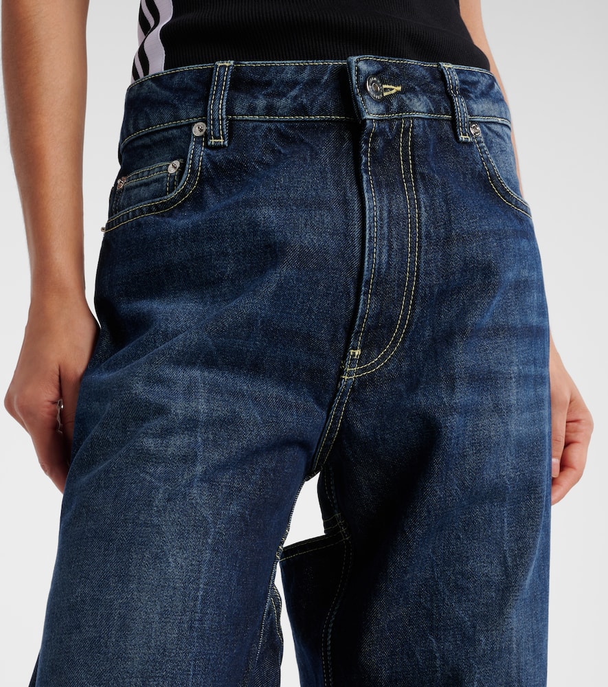 Cutout high-rise wide-leg jeans