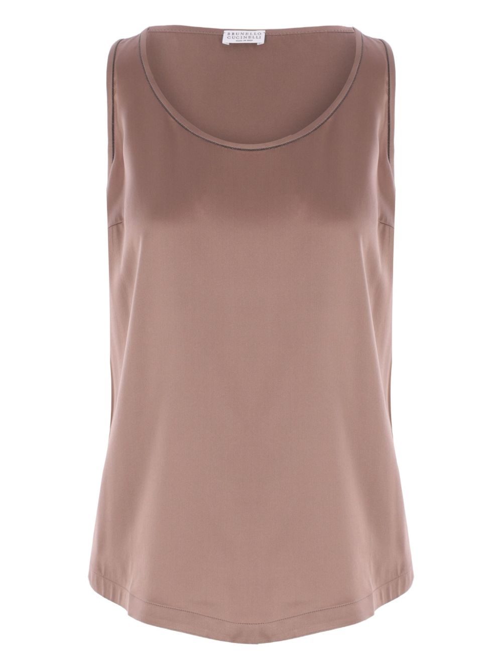 Brunello Cucinelli silk-satin tank top - Brown
