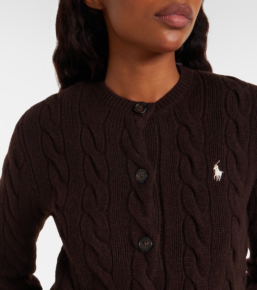Cable-knit wool and cashmere cardigan