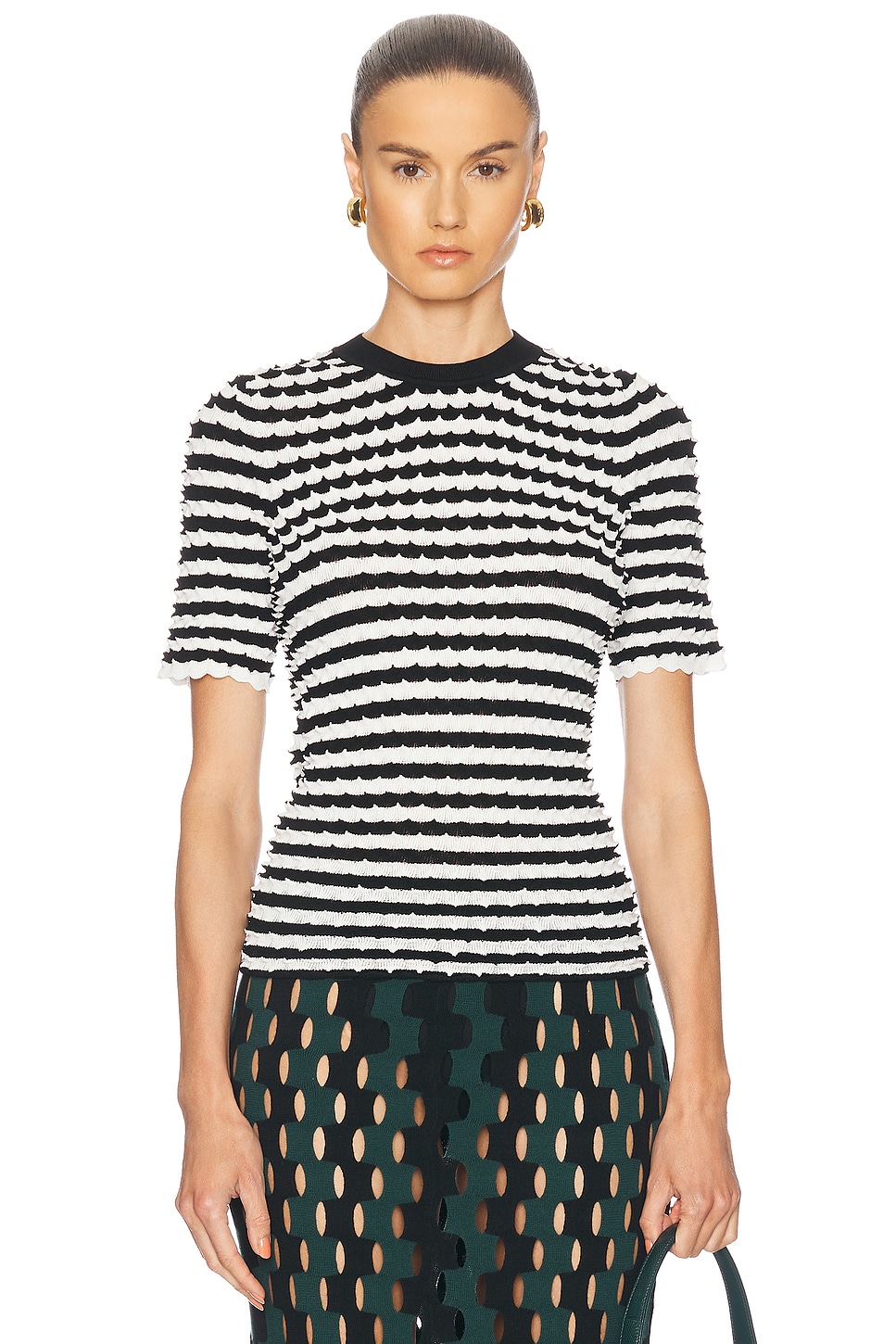 Zankov Elodie Top in Black & Ivory Multi - Black,White.  XS also in