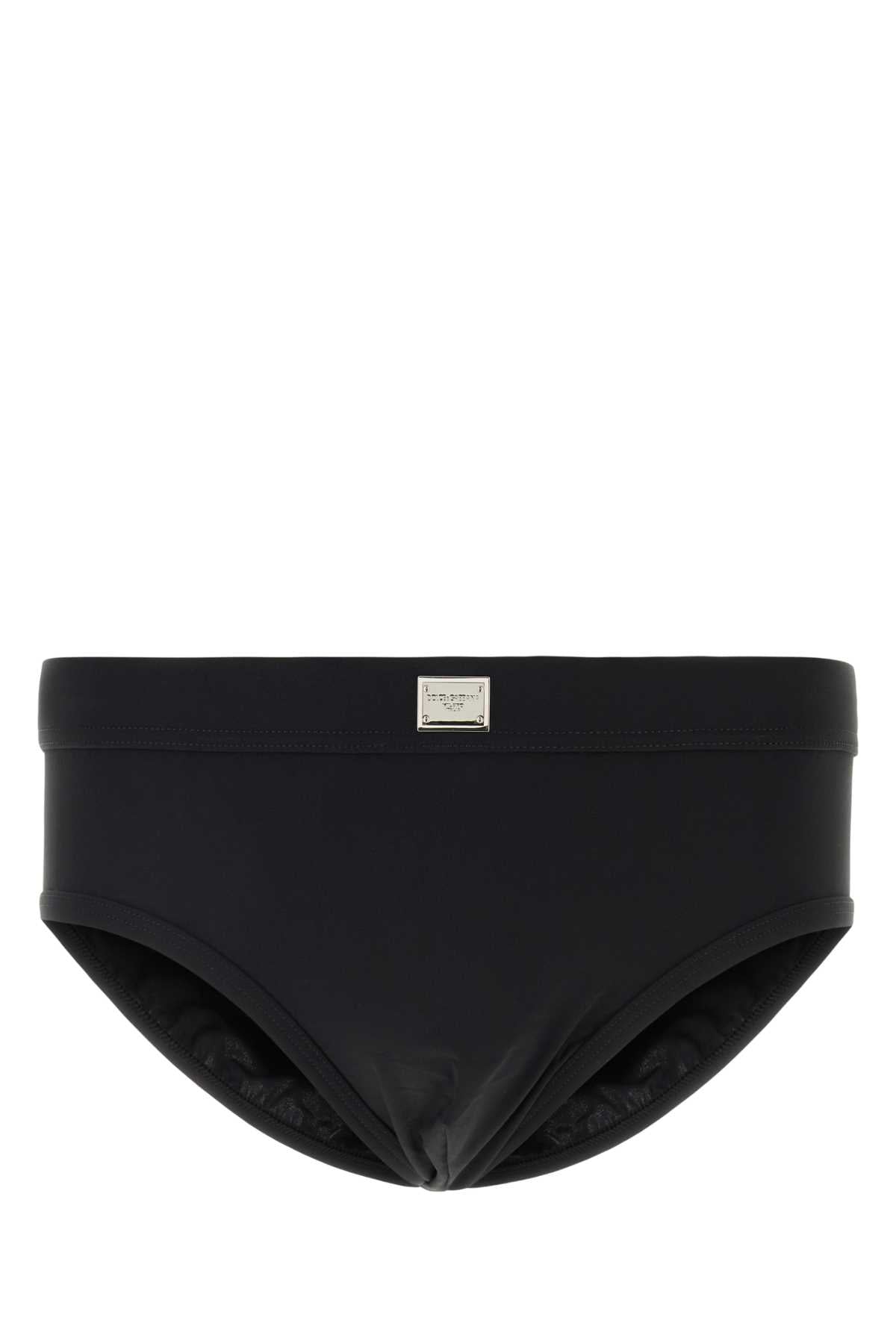 Nylon-Elastane Swim Brief — Black