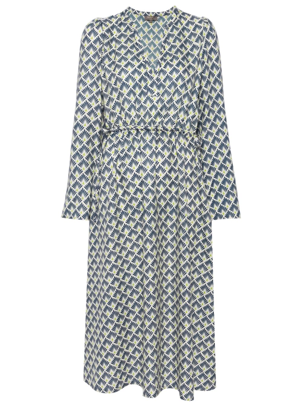 Printed cashmere-silk dress - Blue