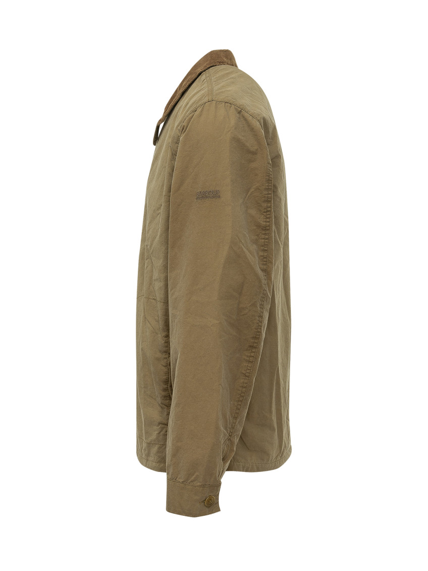 Green Solid Shirt Collar Jacket