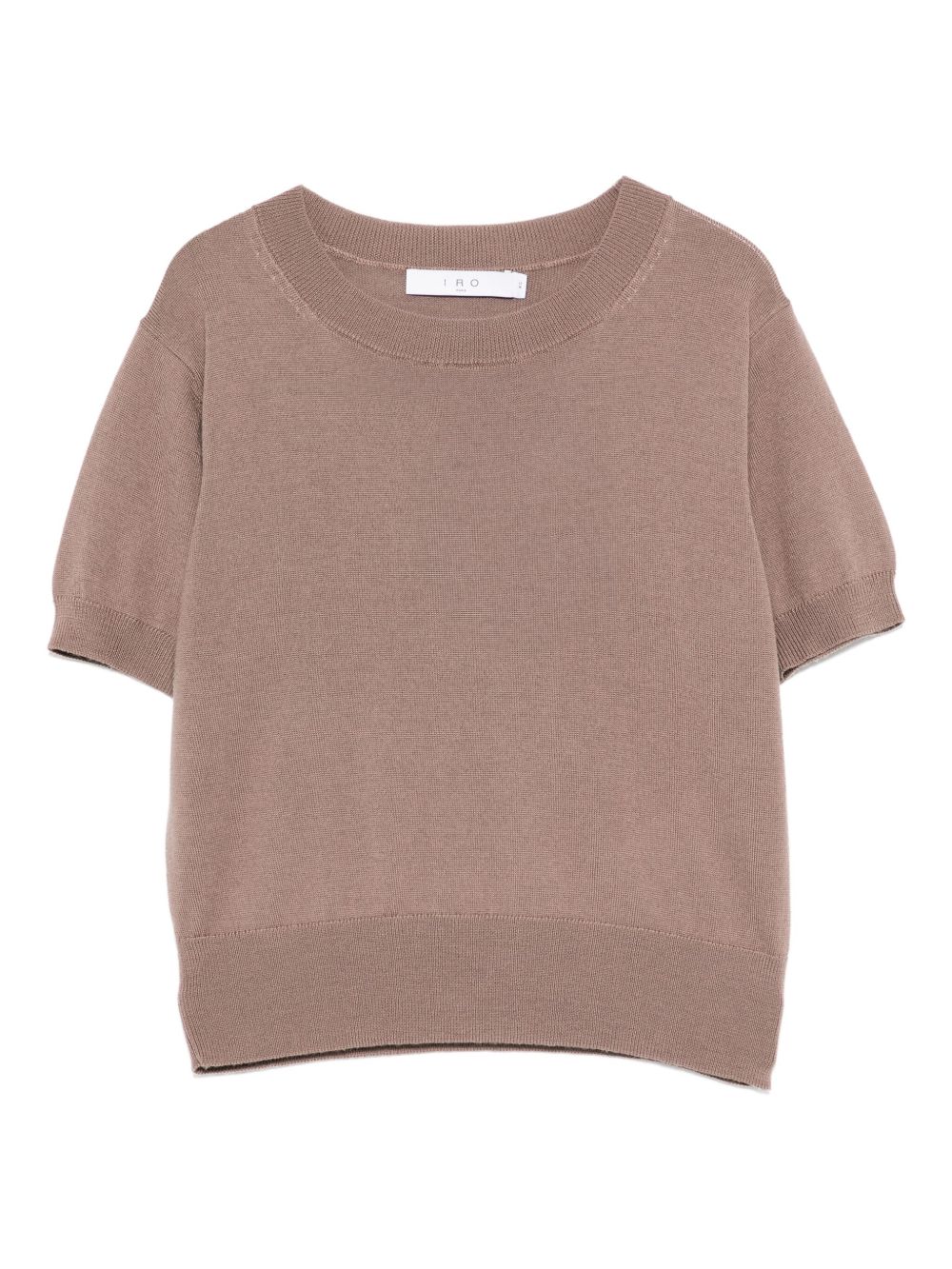 Short-sleeve wool top - Brown