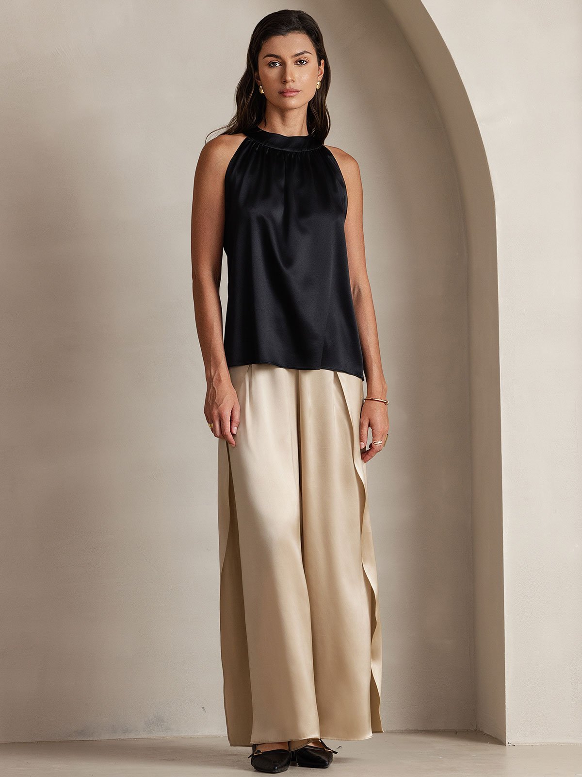 19Momme Silk Sleeveless Halter Neck Women's Top