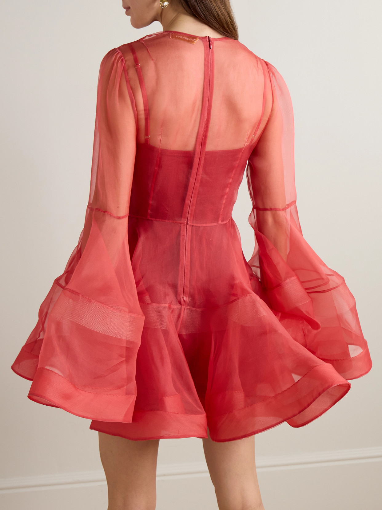 Rebellion Lantern Silk-tulle Mini Dress - Red