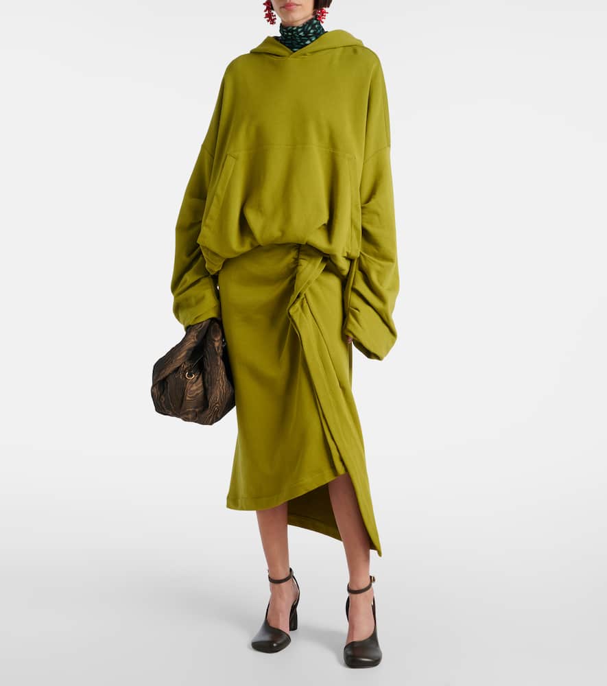 Gathered cotton midi skirt