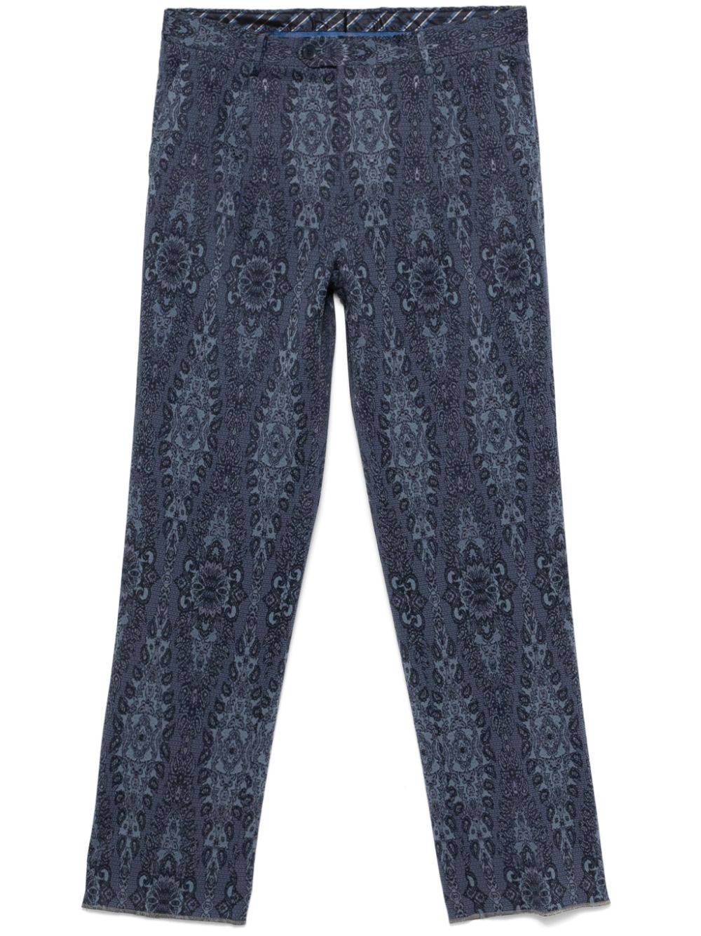 Patterned-jacquard trousers - Blue