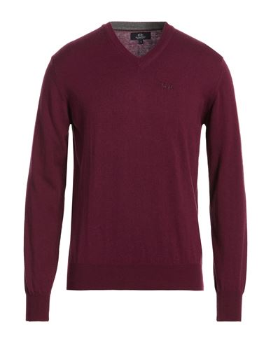 Man Sweater Garnet Size 3XL Cotton, Wool