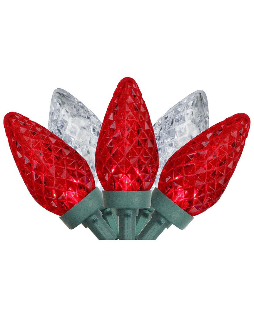 Northlight 100-Count Red And Pure White Faceted LED C9 Christmas Lights - 66 ft Green Wire