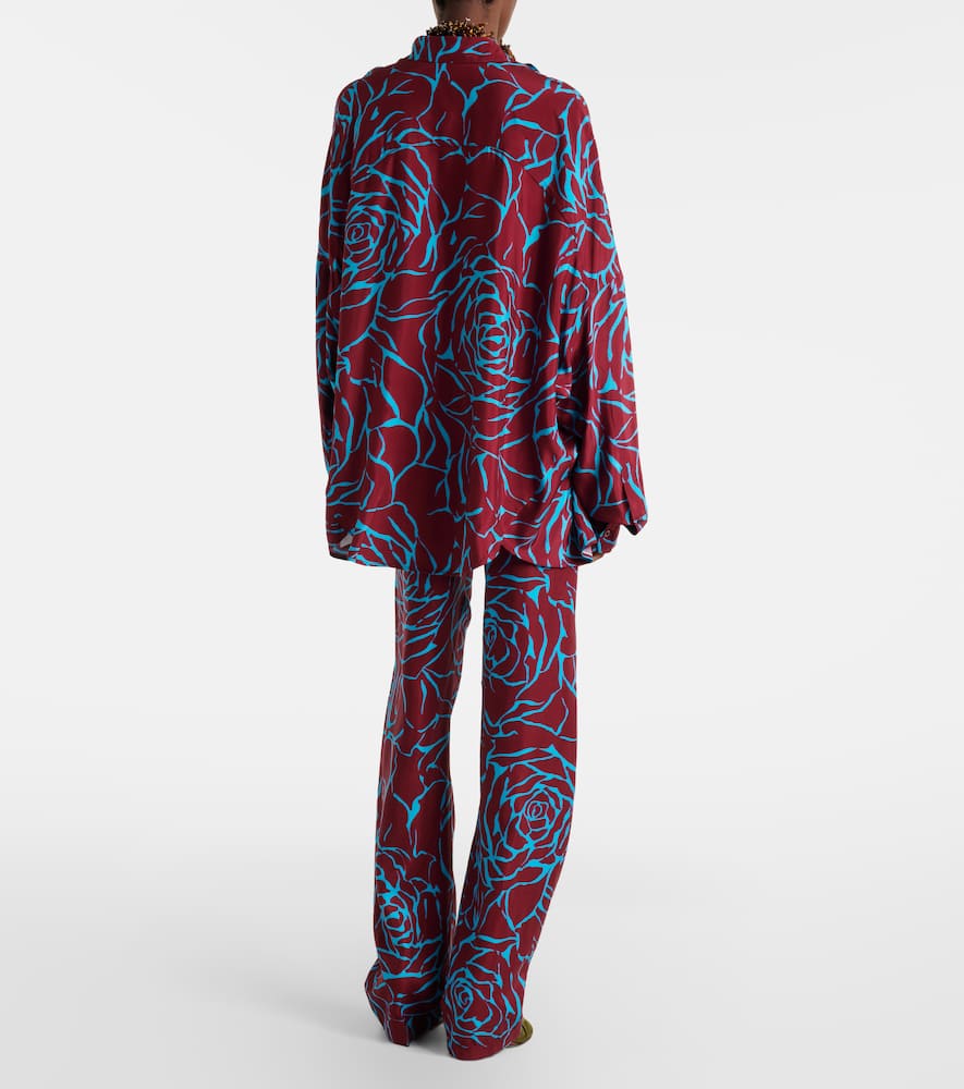 Floral jersey straight pants