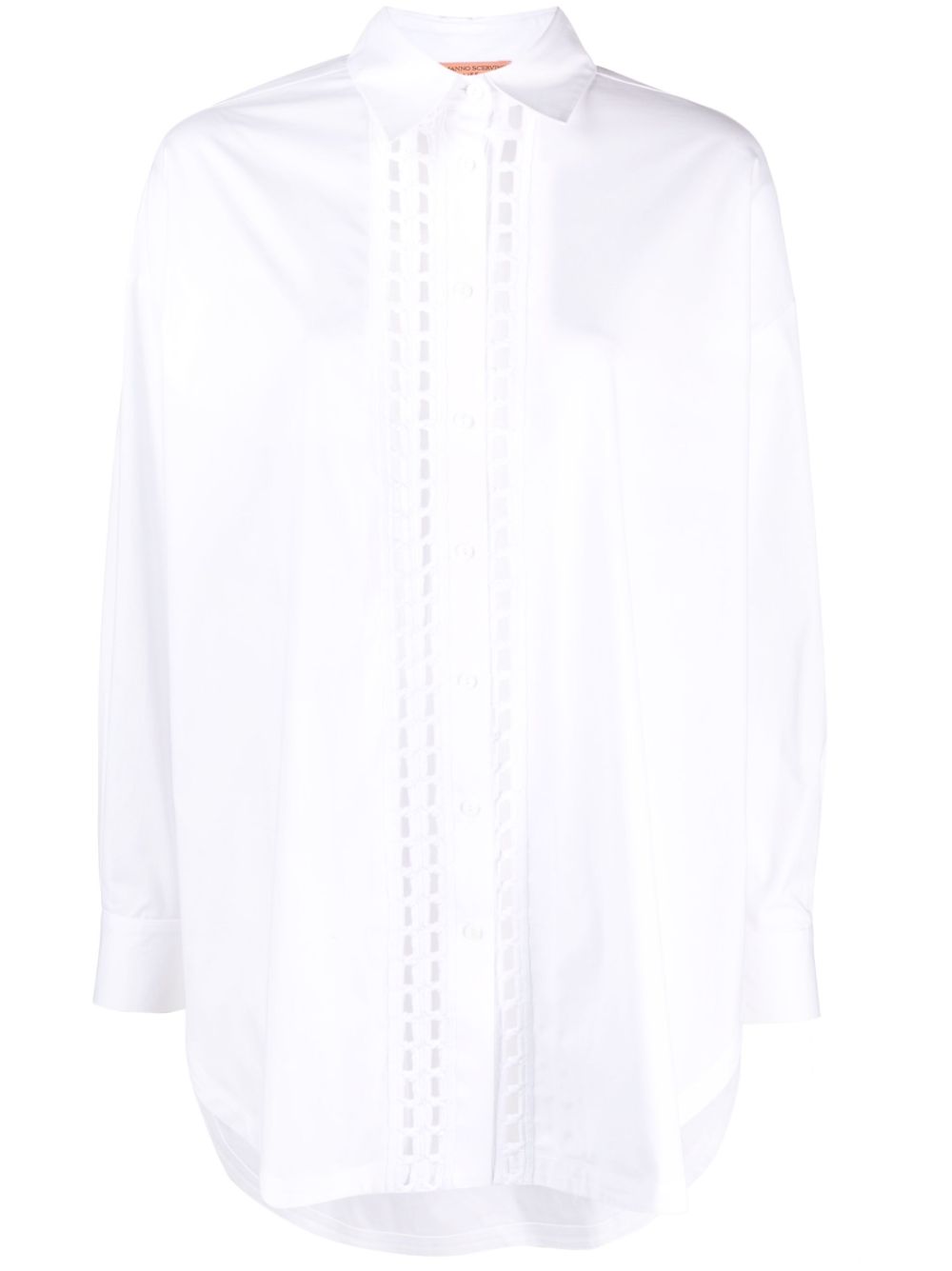 Embroidered-insert cotton shirt - White
