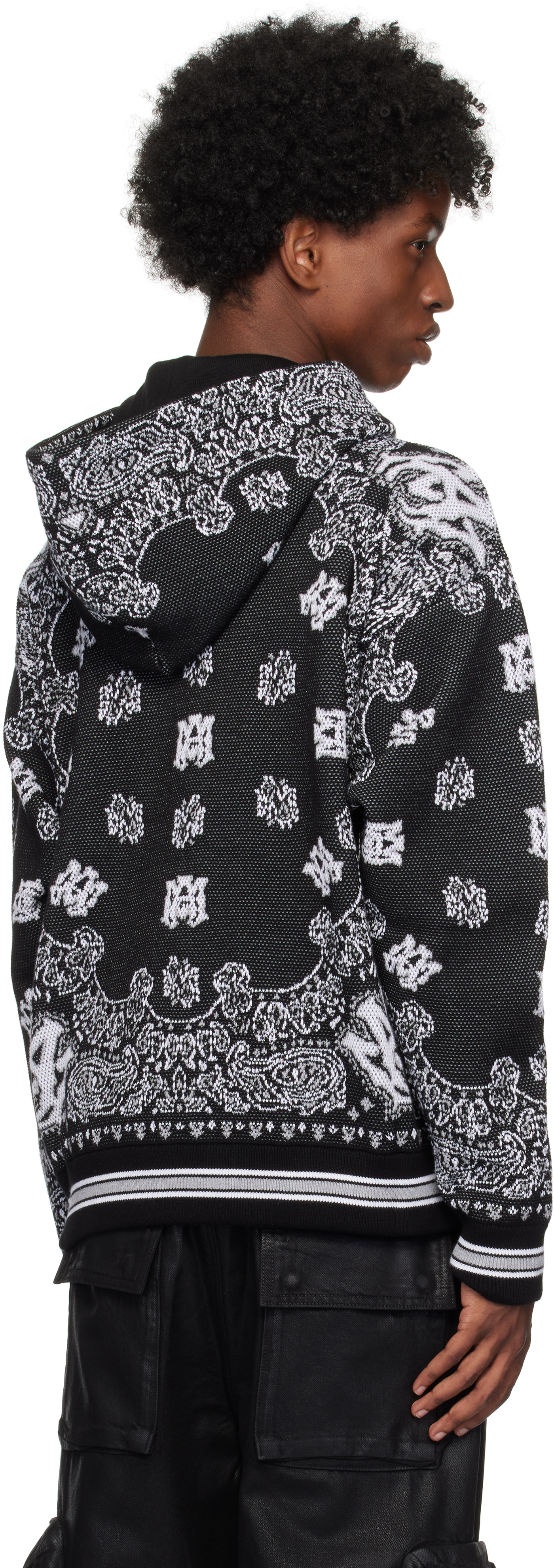 AMIRI Black & White Bandana Hoodie