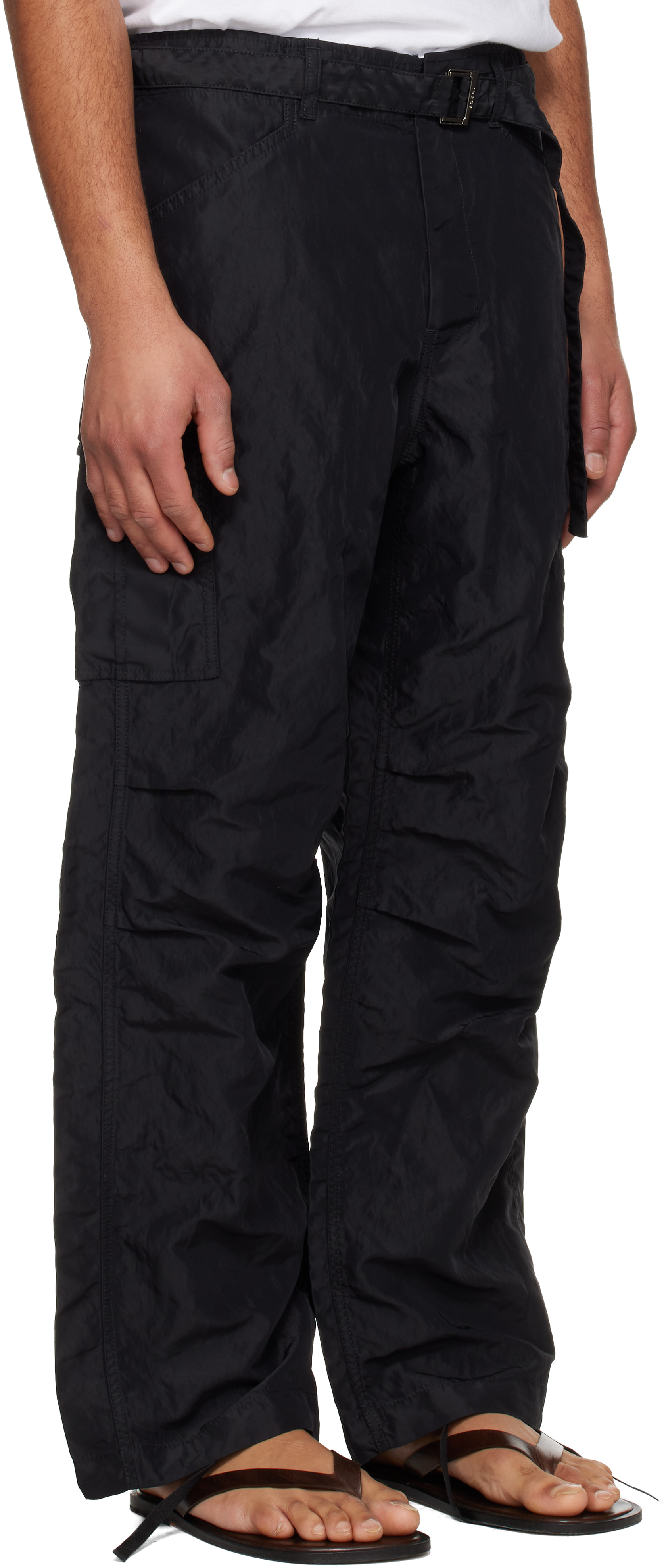 Khaki Treated Nylon Twill Cargo Pants