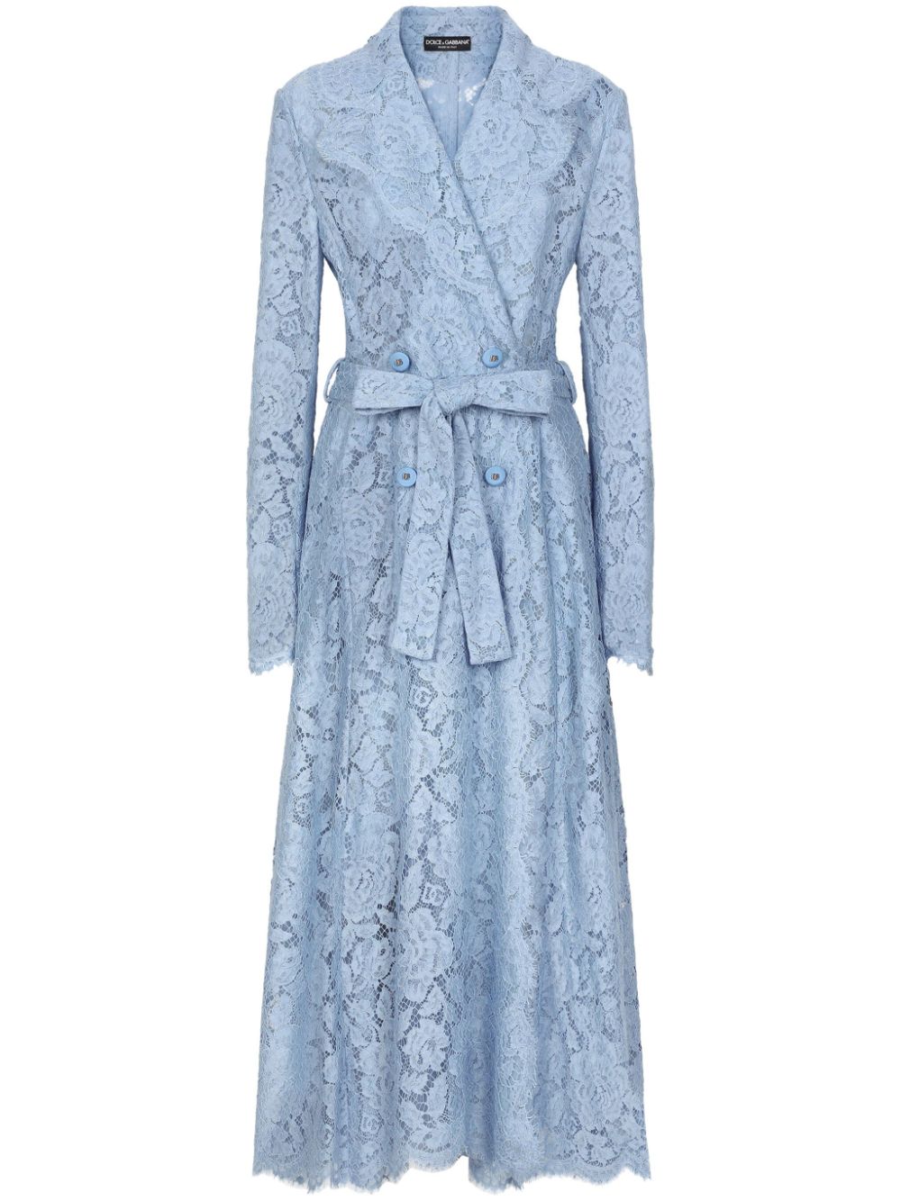 Floral-lace belted trench coat - Yellow