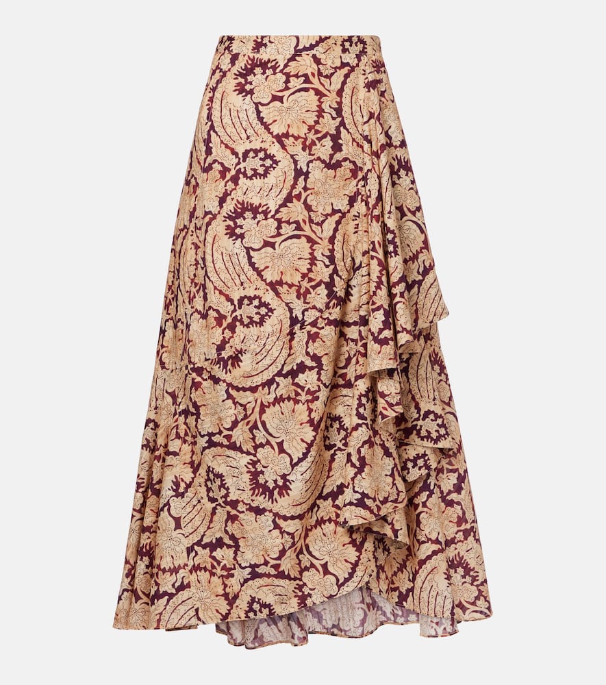 Sabina printed cotton-blend maxi skirt