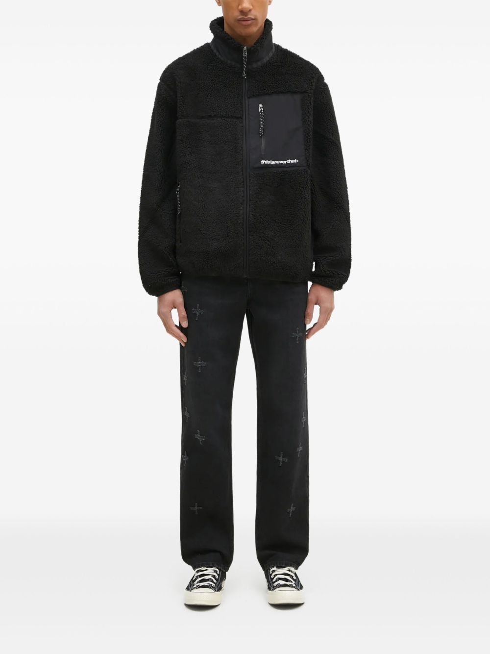 Logo-print zip-up jacket - Black