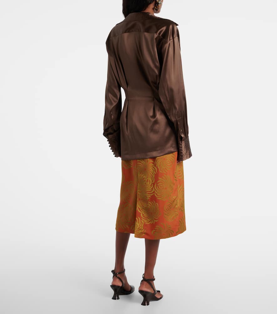 Draped silk-blend shirt