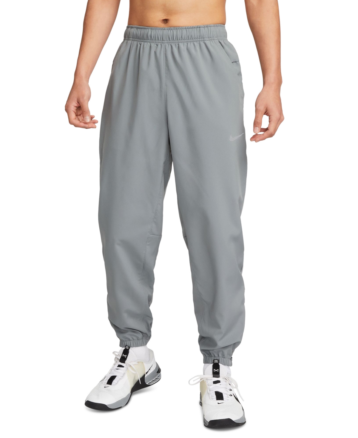Men's Form Dri-fit Standard-Fit Tapered-Leg Training Pants - Smoke Grey/black/(reflective Silv)