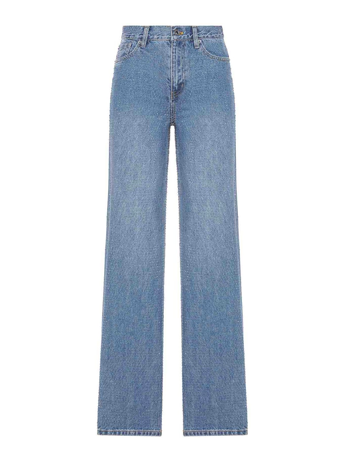Straight Leg Denim Jeans With Rhinestone