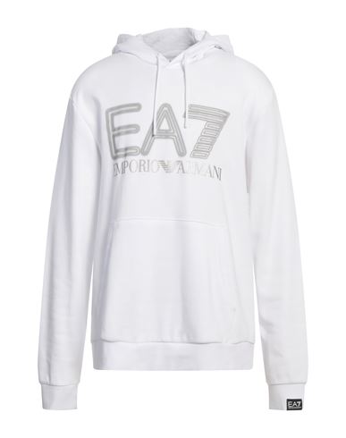 Ea7 Man Sweatshirt White Size S Cotton, Elastane