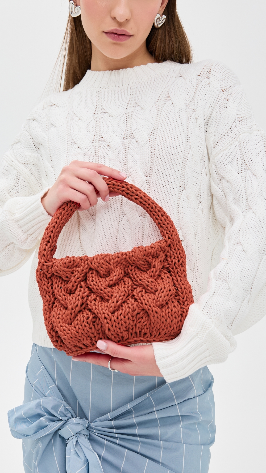 JW Anderson Small Cable Knit Bag Orange One Size