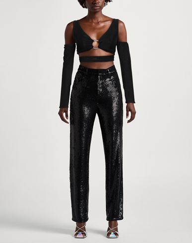 Woman Top Black Size 4 Polyamide, Metallic fiber, Elastane
