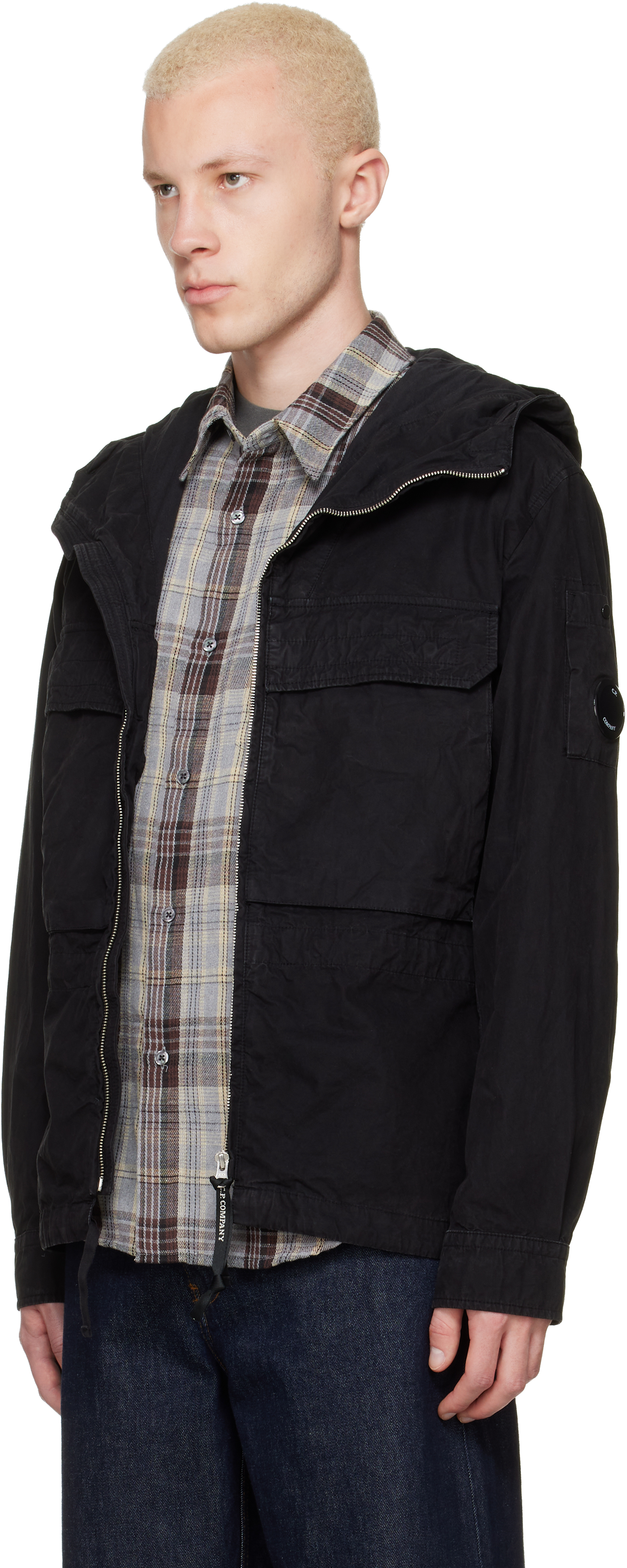 Black Micro-Reps Hooded Lens Overshirt
