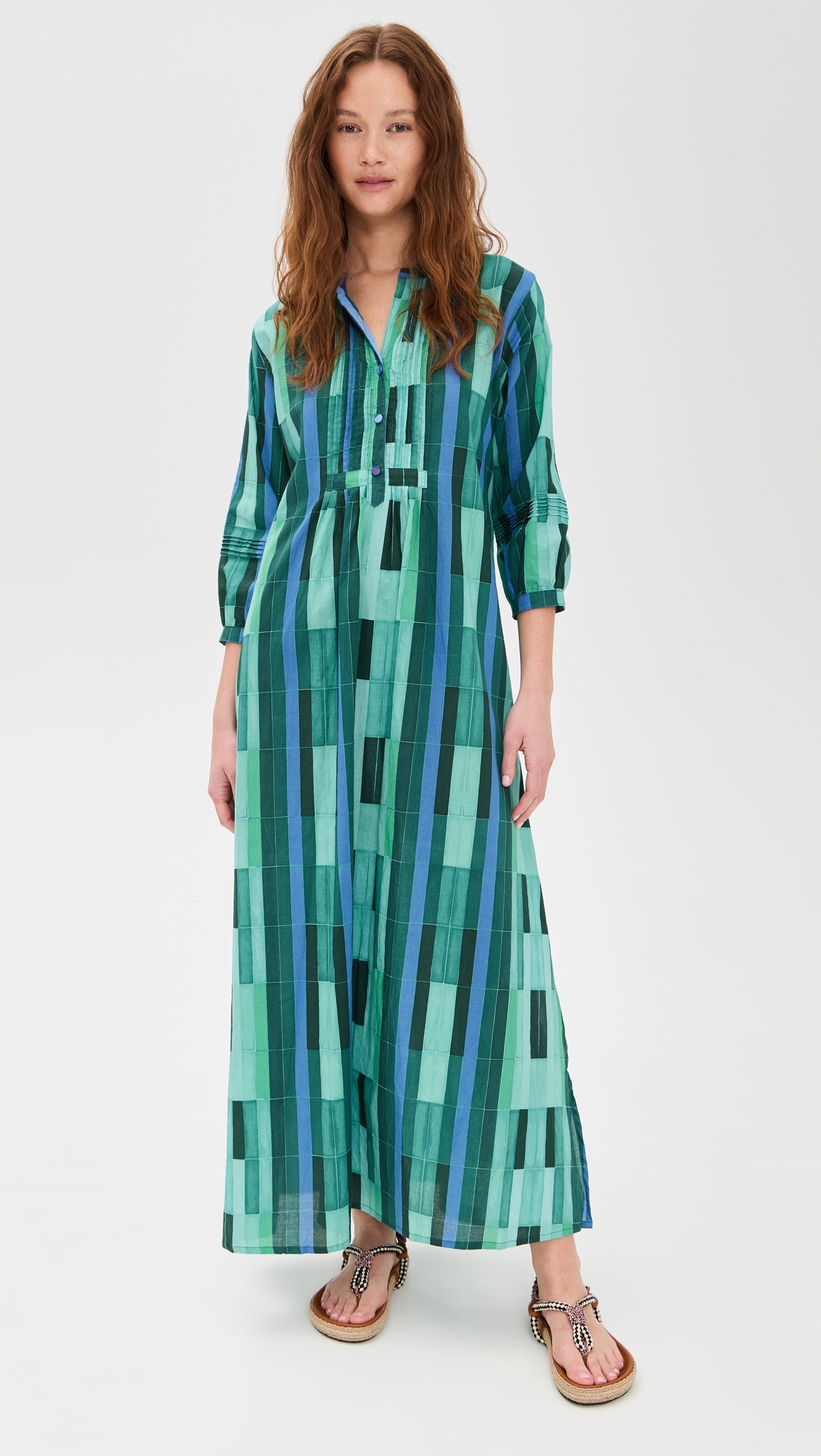Natalie Martin Collection Sammie Maxi Dress Sea Glass Cotton Green