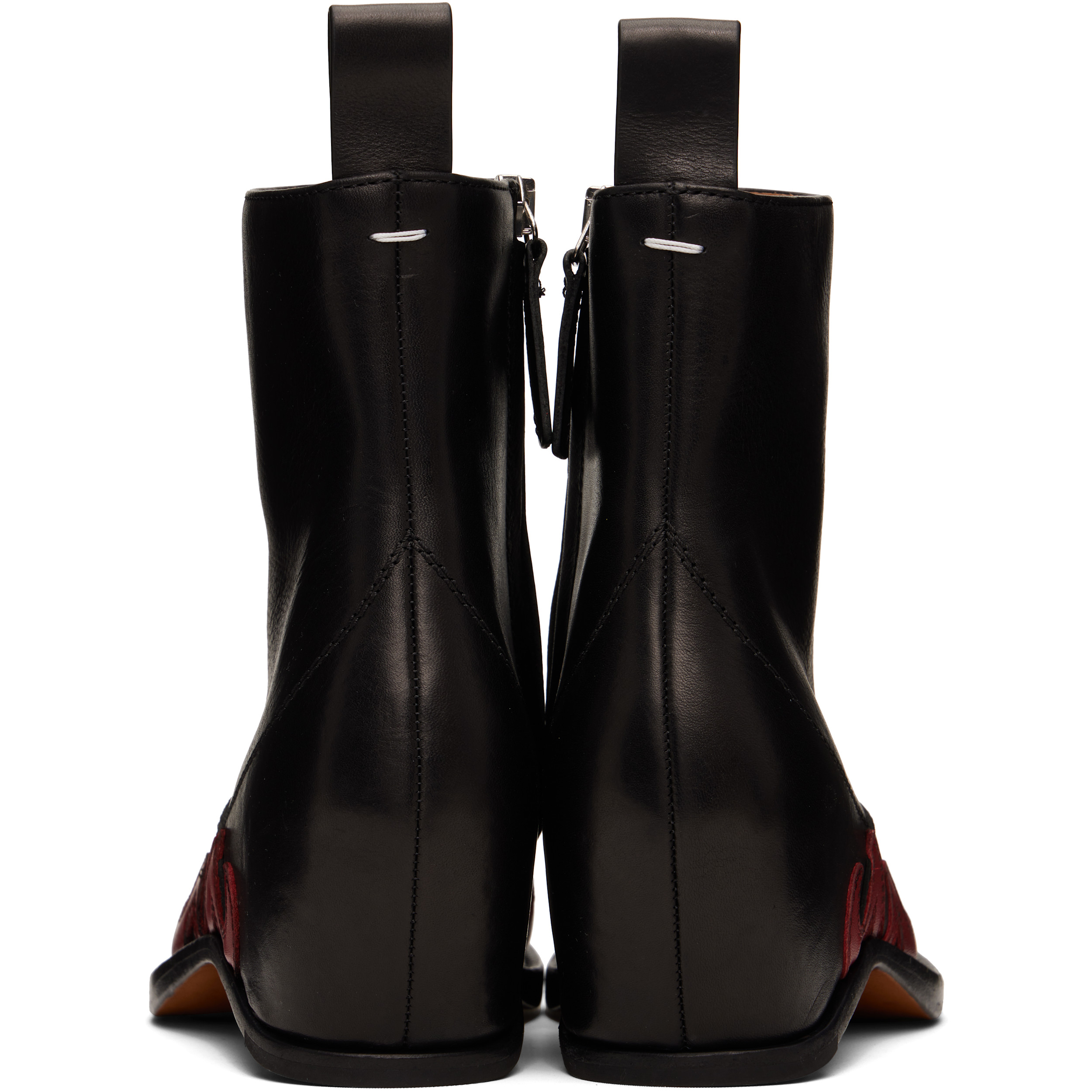 Black Heel-Less Western Flame Boot