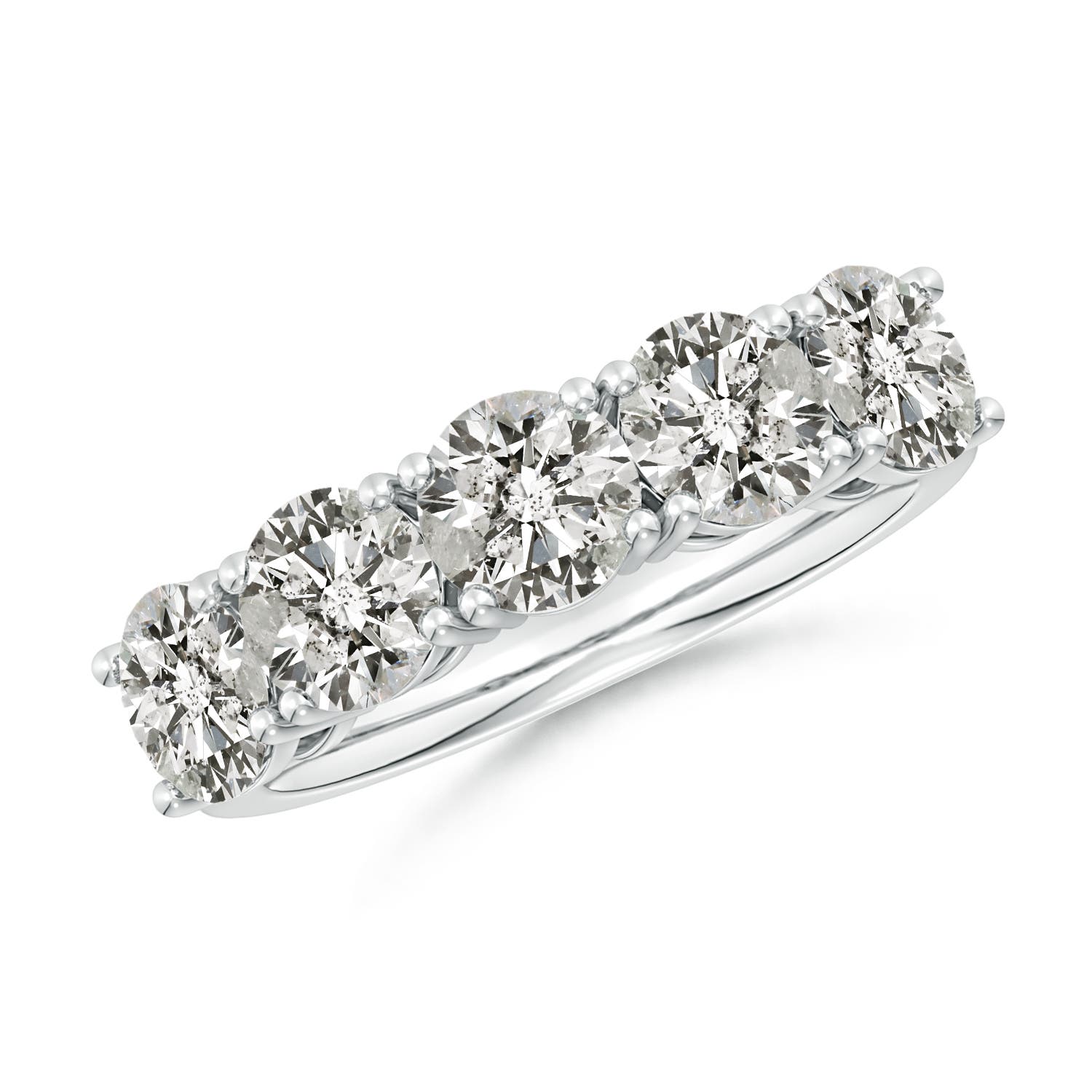 Angara 3.15 Carats Prong-Set Round Diamond Five Stone Wedding Ring in 18K White Gold