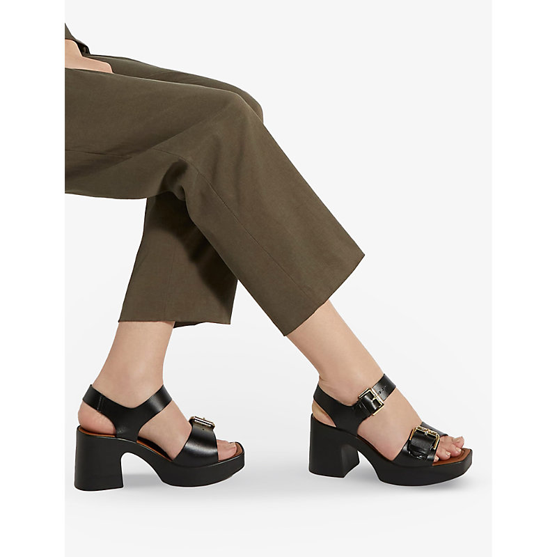 Womens Black-leather Jenies Leather Platform Sandals