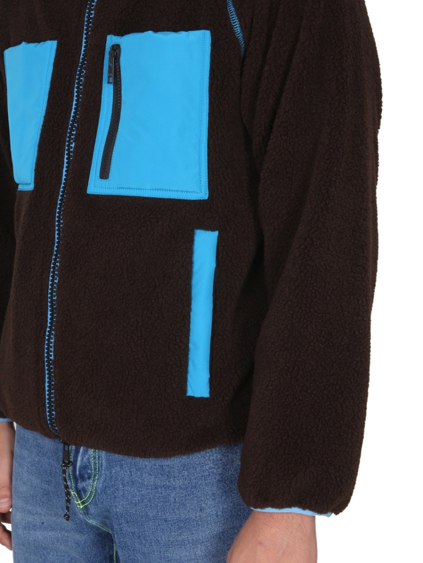 Logo-patch fleece jacket